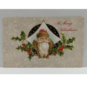 Antique Christmas Postcard Santa Claus Divided Posted Printed in Germany